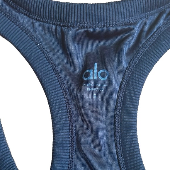Alo Yoga support ribbed racerback tank Built In Bra Size Small Black - Picture 3 of 10